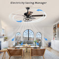 Low Profile Ceiling Fan With Lights No Include Bulb ,Blade Dark Wood 52 Inch Ceiling Fan Optional Remote&2 Color Option Blades Matte Black Ceiling Fans 1000K 2600K Candlelight Under 1000Lm American Design,American Traditional,Antique,Farmhouse,Industrial