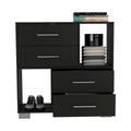 Krista Dresser, Two Open Shelves, Four Drawers Black Black Bedroom Modern Particle Board Particle Board