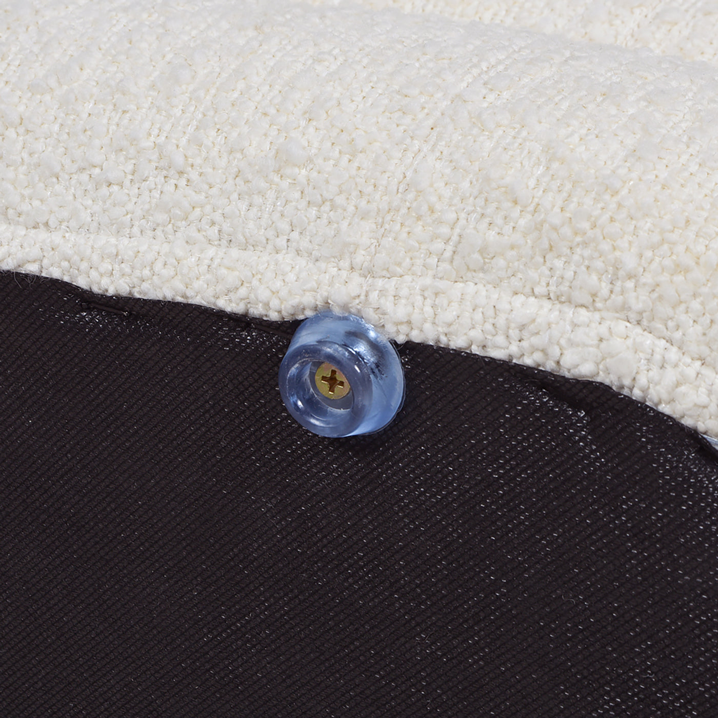 Fuji 49" Upholstered Oval Storage Bench, Ivory White Boucle White Foam Boucle