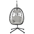 Egg Chair With Stand Indoor Outdoor Swing Chair Patio Wicker Hanging Egg Chair Hanging Basket Chair Hammock Chair With Stand For Bedroom Living Room Balcony Yes Sectional Light Gray Water Resistant