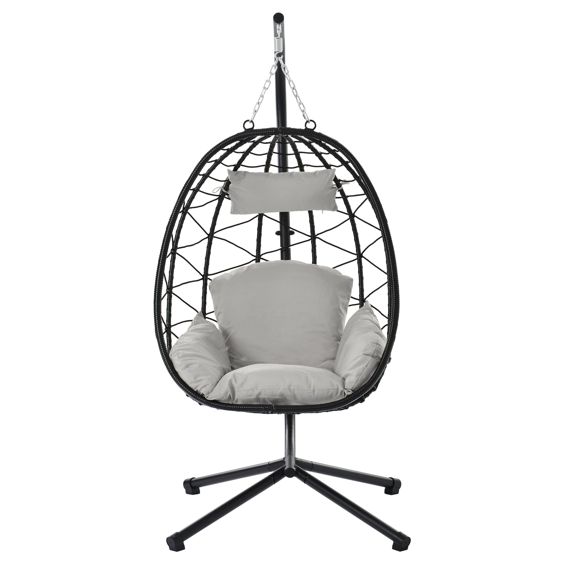 Egg Chair With Stand Indoor Outdoor Swing Chair Patio Wicker Hanging Egg Chair Hanging Basket Chair Hammock Chair With Stand For Bedroom Living Room Balcony Yes Sectional Light Gray Water Resistant