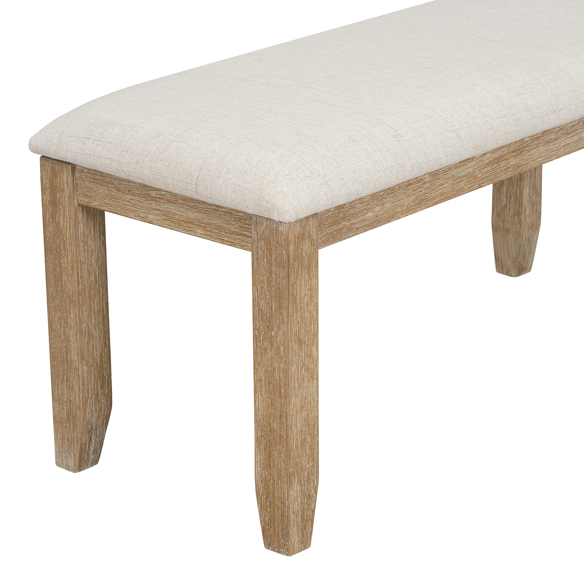 Dining Room Table And Chairs With Bench, Rustic Wood Dining Set, Set Of 6 Natural Wood Wash Natural Wood Wash Solid Wood