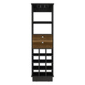 Classic Bar Cabinet, Two Drawers, Twelve Built In Wine Rack Black Walnut Multicolor Particle Board Particle Board