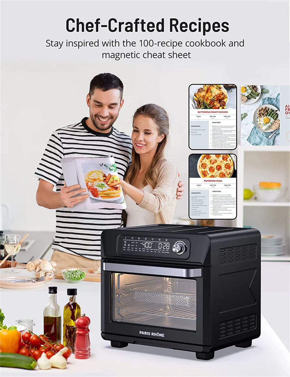Digital Air Fryer Oven, Combo 26 Qt For 12" Pizza