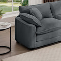 Corduroy Sofa , Modern Upholstered 4 Seater With With 1 Footstool Corduroy Fabric Sofaoffice Living Room Apartment Comfort Sofa, Easy To Assemble With 2 Arm Pillows And 4 Throw Pillows Grey Corduroy 4 Seat