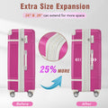 24 In Luggage 1 Piece With Tsa Lockexpandable Lightweight Suitcase Spinner Wheels, Vintage Luggage,Pink Change To Sku:N732P171621H Pink Abs