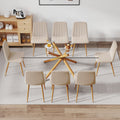 1 table and a set of 8 chairs. Table and chair set. transparent-glass