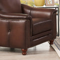 Belfast Top Grain Leather Chair Brown Primary Living Space Mid Century Modern Eucalyptus Down Filling Leather
