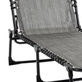 Outsunny Reclining Chaise Lounge Chair, Portable Sun Lounger, Folding Camping Cot, With Adjustable Backrest And Removable Pillow, For Patio, Garden, Beach, Grey Gray Fabric