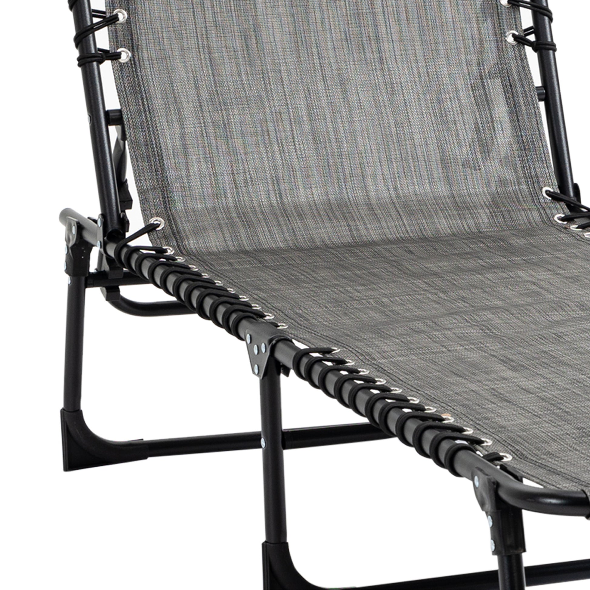 Outsunny Reclining Chaise Lounge Chair, Portable Sun Lounger, Folding Camping Cot, With Adjustable Backrest And Removable Pillow, For Patio, Garden, Beach, Grey Gray Fabric