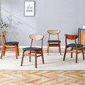 4 The Stylish And Durable Solid Wood Dining Chair, Small Curved Back, Pu Cushion, And Beautiful Shape Match Perfectly With Any Room And Everyday Use Walnut Set Of 4 Or More Rubber Wood