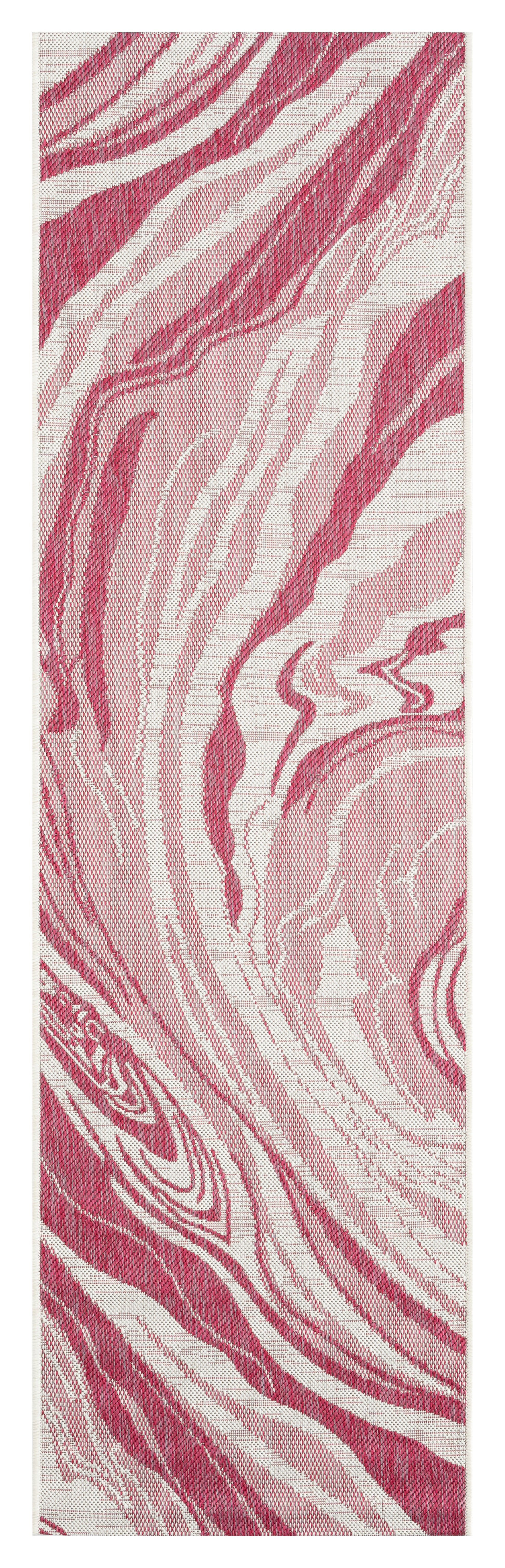 Modern, Abstract, Textured Cut Pile 5'3" X 7'6" Rectangle Area Rug Pink Polypropylene