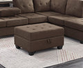 Modern Living Room 3 Piece Sectional Reversible Sofa Chaise Storage Ottoman Tufted Detail Brown Microfiber Upholstered Drop Down Cup Holder Solid Wood Frame Furniture Chocolate Microfiber Wood Primary Living Space Modern L Shaped Solid Wood 4 Seat