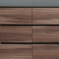 6 Drawer Wooden Dresser With Horizontal Metal Pulls, Brown Brown Wood