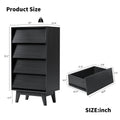 4 Drawer Double Dresser Features Vintage Style And Bevel Design Black Mdf