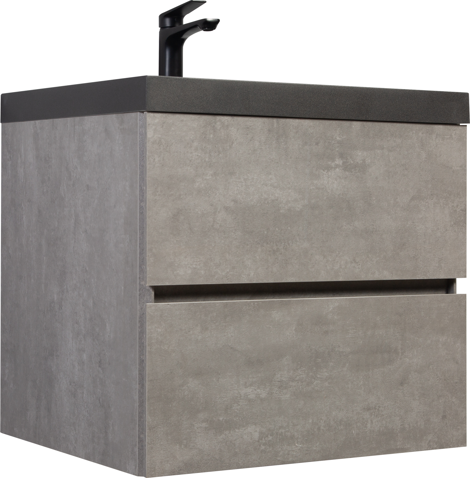 24" Floating Bathroom Vanity With Sink, Modern Wall Mounted Bathroom Storage Vanity Cabinet With Black Quartz Sand Top Basin And Soft Close Drawers, 24V12 24Gr Grey Grey Bathroom Melamine