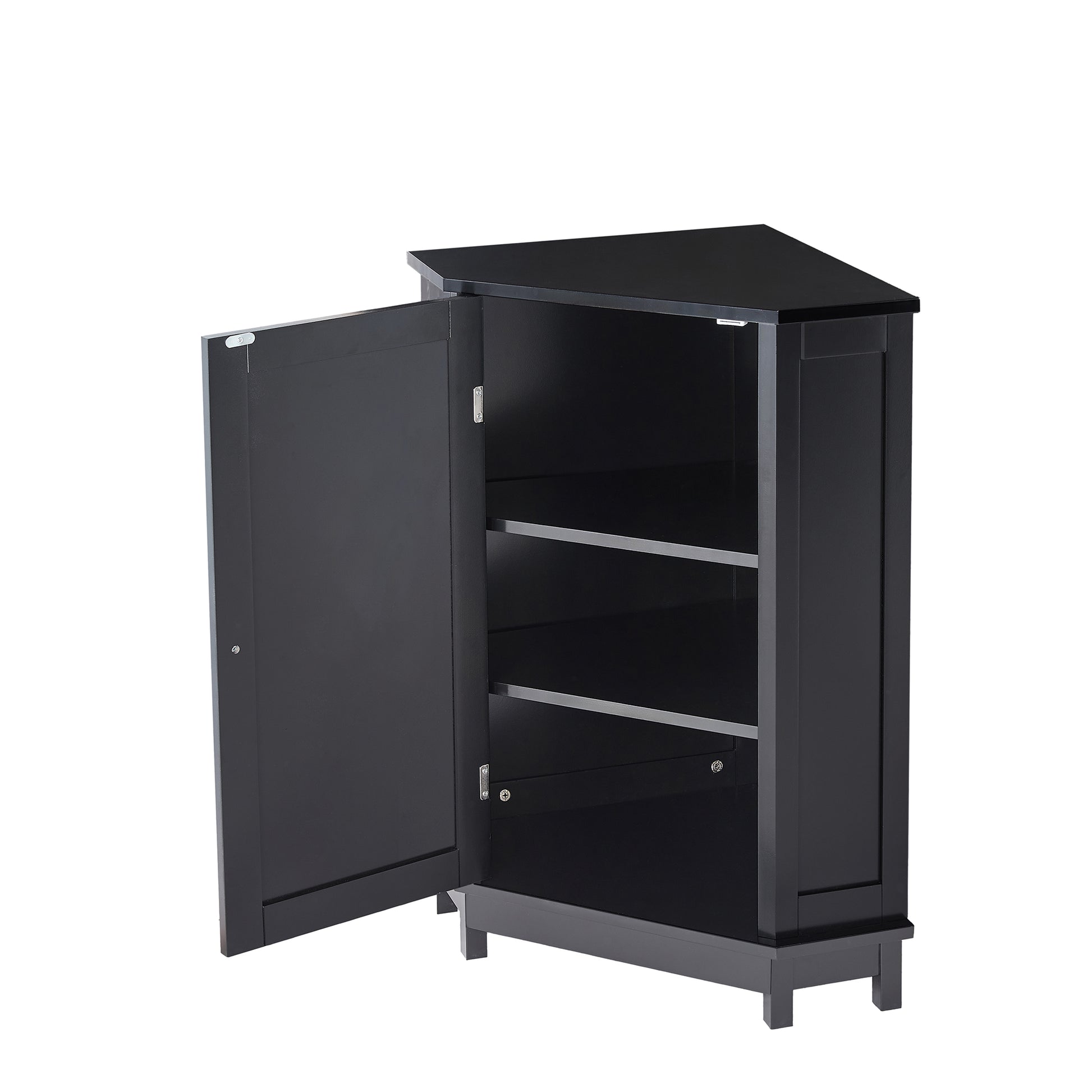 Black Bathroom Cabinet Triangle Corner Storage Cabinet With Adjustable Shelf Modern Style Mdf Board Black Mdf