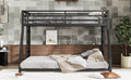 Metal Full Xl Over Queen Bunk Bed For Teens And Adults, Noise Reduced No Box Spring Needed, Black Full Xl Black Metal
