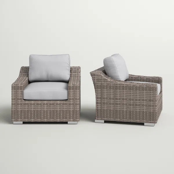 Fully Assembled Patio Chair With Cushions 2 Grey Mix Wicker