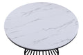 5Pc Dining Set Contemporary Modern Style White Faux Marble Round Table Cage Like Base White Fabric Upholstery Dining Wooden Furniture Black Finish Upholstered Chair Wood White Black Seats 4 Wood