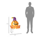 Outsunny 3.4Ft Halloween Inflatables Window Sticker Ghost With Orange Face, Blow Up Halloween Decorations Outdoor Led Yard Display, Waterproof Orange Polyester