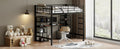 Full Size Metal Loft Bed With Built In Desk And Shelves, Black Brown Box Spring Not Required Full Black Brown Metal Bedroom Mdf Metal