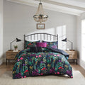 5 Piece Comforter Set Black King Cal King King Black Polyester