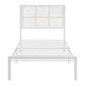 1Pc Twin Platform Bed, Metal Frame White Finish Faux Cane Panel Headboard Casual Coastal Bedroom Furniture, Bed In A Box Box Spring Not Required Twin White Metal Bedroom Casual,Coastal Metal