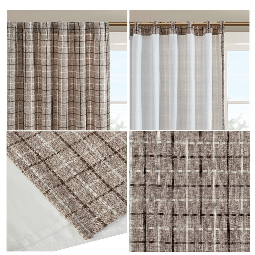 Plaid Rod Pocket And Back Tab Curtain Panel With Fleece Lining Only 1 Pc Panel Multicolor Polyester