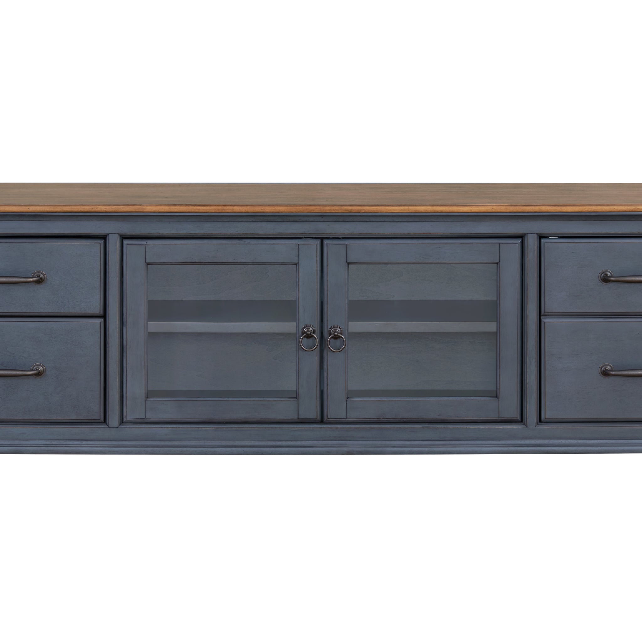 Americana 84 In Tv Stand For Tvs Up To 90 Inches, No Assembly Required, Corduroy Blue Finish Blue 90 Inches Or Larger Rubberwood Rubber Wood