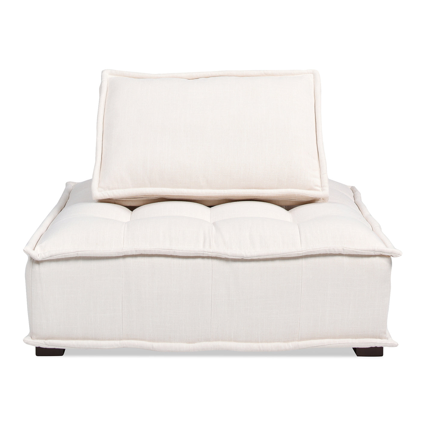 Arwen 42" Square Modular Pillow Back Lounge Chair, White Beige Linen Blend Beige Foam Linen 1 Seat