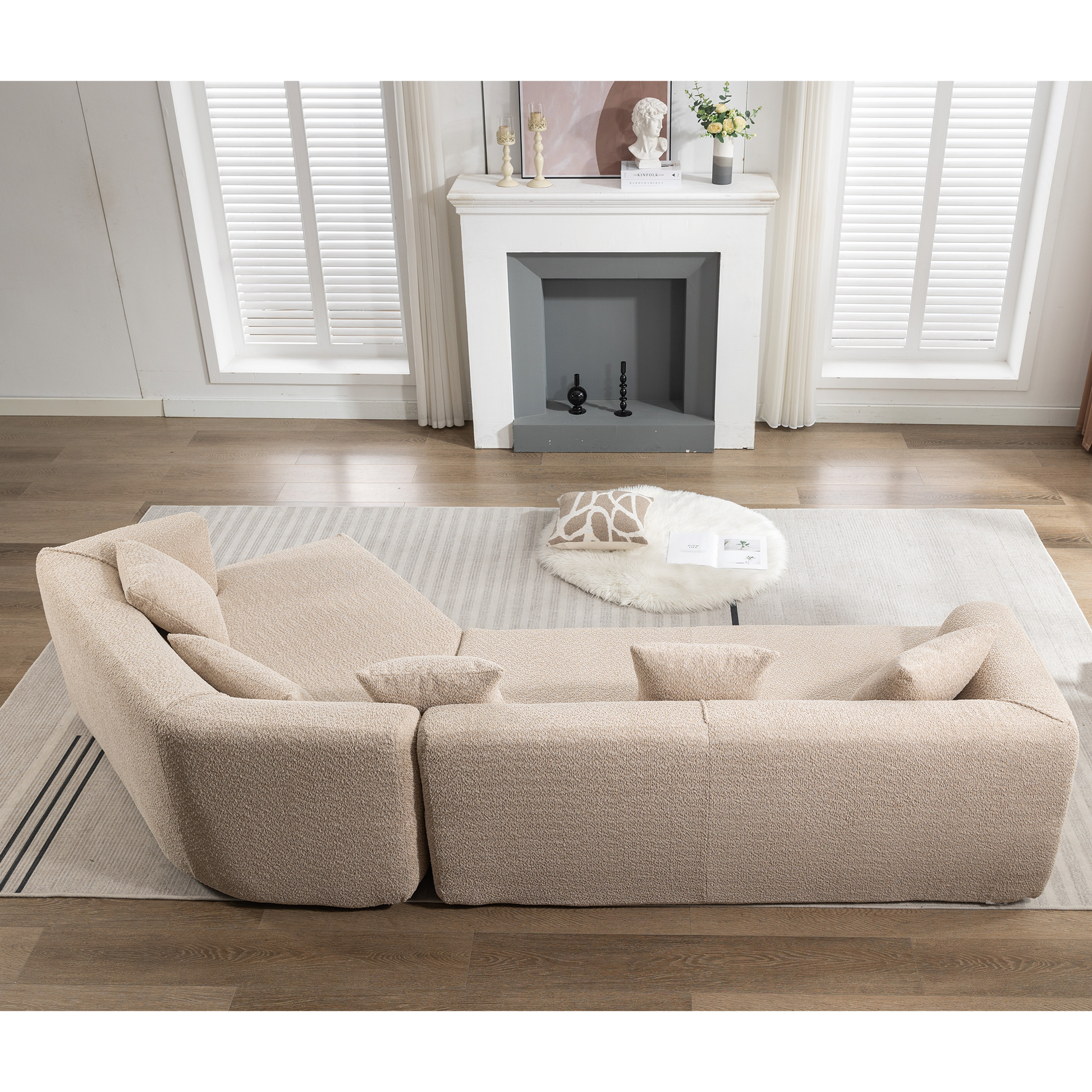 And Upgraded Extended Edition Modular Sofamodern Minimalist Style Sofa, Upholsteredfree Combination, Round Fiber Fabric, Anti Wrinkle Fabric,Dimension Extension,Brown Light Brown Polyester Primary Living Space Medium Soft Tight Back Modern Flared Arms