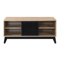 Oak And Espresso Tv Stand With Open Shelving Oak Primary Living Space 50 59 Inches Modern Poplar Wood Paper