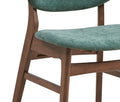 Green And Walnut Padded Side Chair Set Of 2 Solid Green Dining Room Foam Mid Century Modern Side Chair Solid Back Set Of 2 Wood Fabric