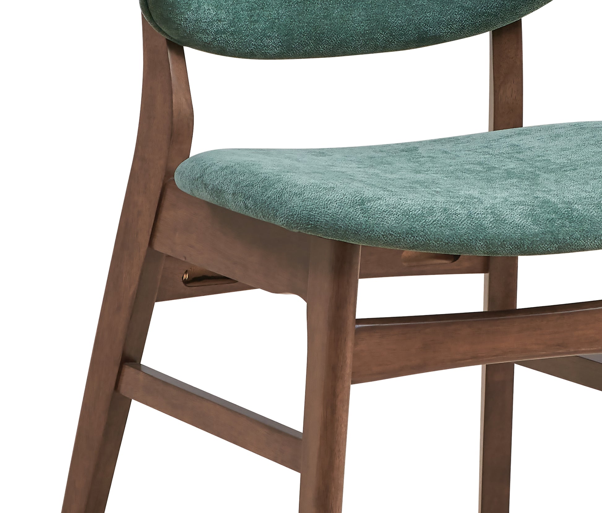 Green And Walnut Padded Side Chair Set Of 2 Solid Green Dining Room Foam Mid Century Modern Side Chair Solid Back Set Of 2 Wood Fabric