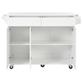 K&K 53.2'' Kitchen Island With Drop Leaf, Kitchen Storage Cart With Spice Rack, Towel Rack And 2 Drawers, Rolling Kitchen Island On Wheels With Adjustable Shelves For Kitchen, Dining Room, White White Brown Kitchen Artsy,Casual,Classic,Minimalist,Modern