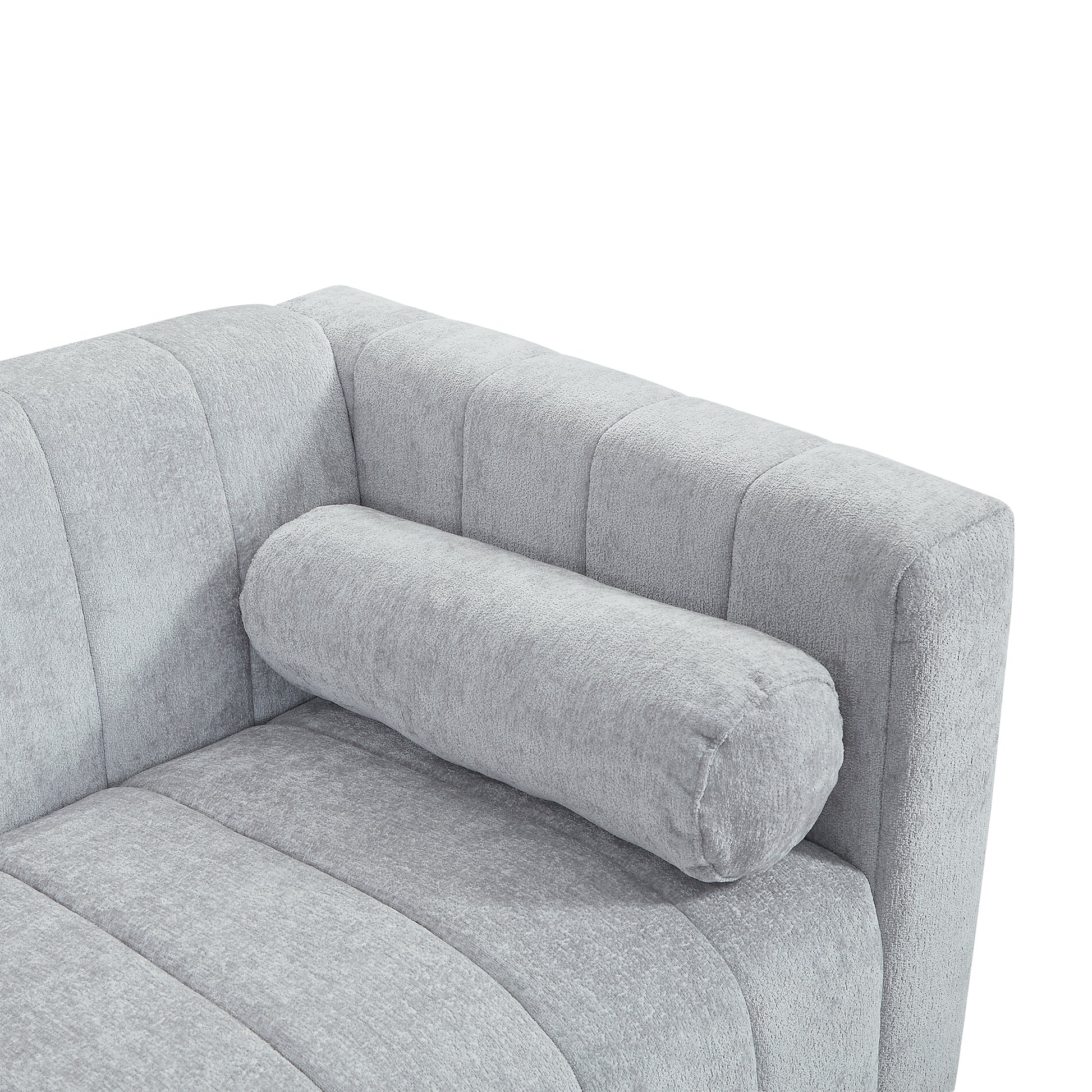 78.7''Upholstered Sofa For Living Room, Bedroom, Salon, Simplified Style Light Gray Polyester 3 Seat