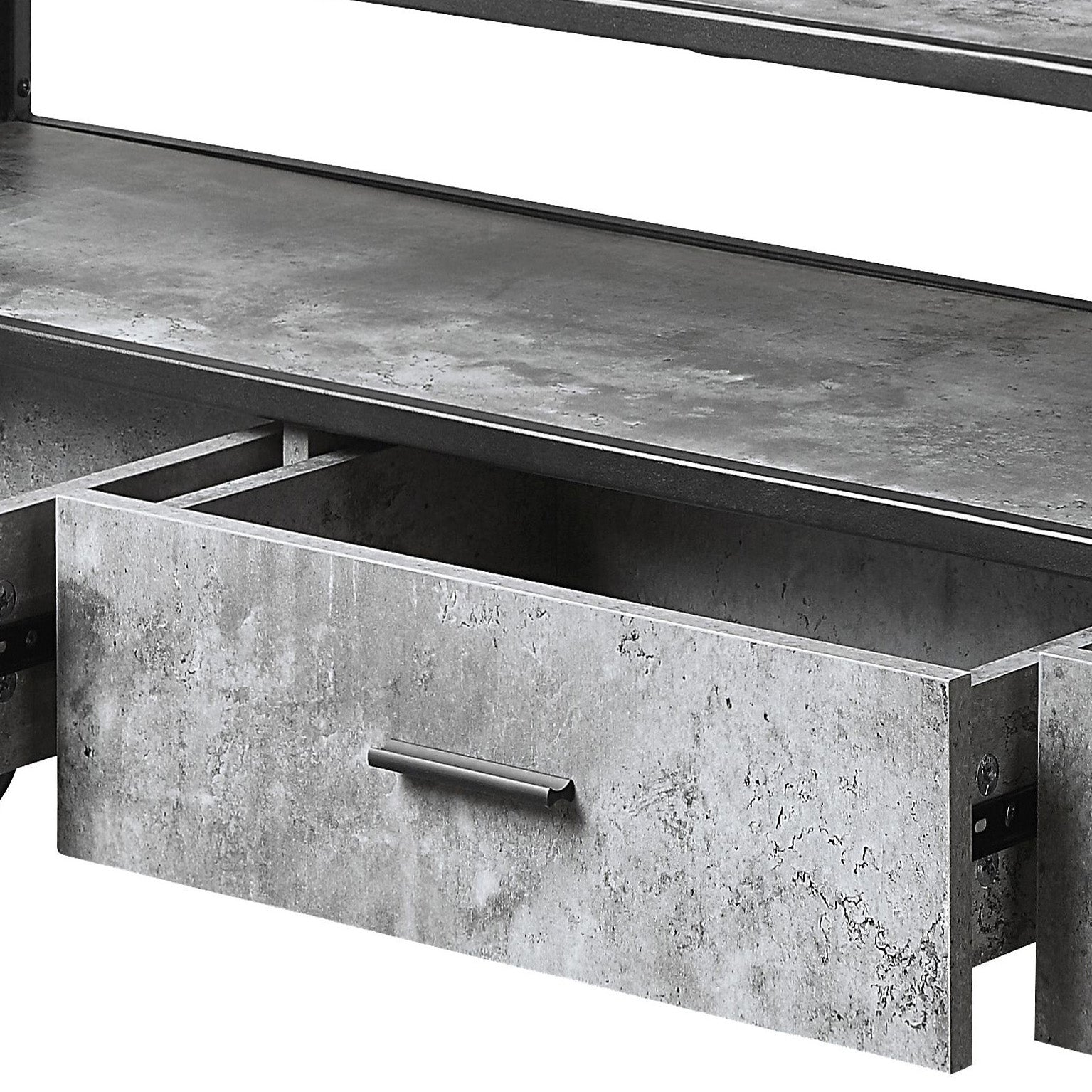 Concrete Grey And Black 3 Drawer Tv Stand Black Grey Primary Living Space 60 69 Inches Industrial Wood Metal