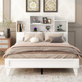 Queen Size Storage Platform Bed Frame With 4 Open Storage Shelves And Usb Charging Design,White Queen White Solid Wood Mdf