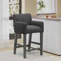 Upholstered 26 Inch Counter Stool Charcoal Gray Charcoal Fabric