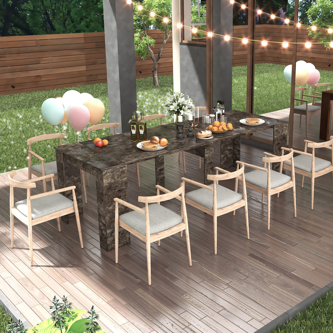 Multifunctional Extendable Console Table Marble Mdf