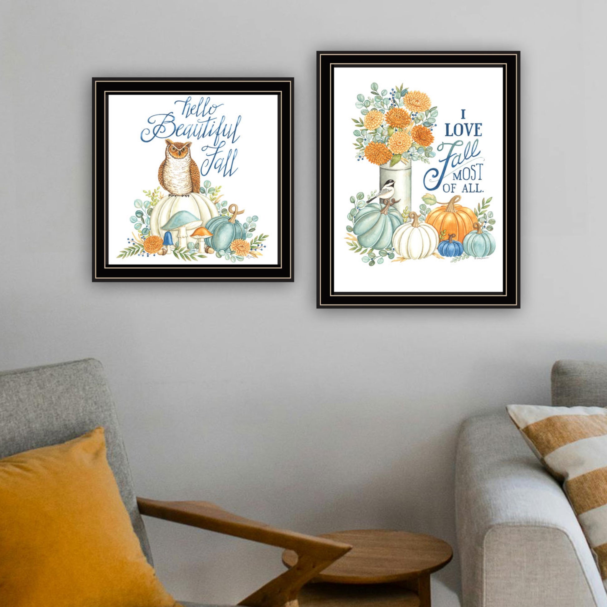 2 Piece Vignette I Beautiful Fall Most Of All Black Framed Wall Art For Living Room, Bedroom Wall Art Print For Home Decor By Deb Strain Multicolor Wood Paper