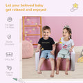 Qaba Kids Sofa Set 2 In 1 Multi Functional Toddler Table Chair Set 2 Seat Couch Storage Box Soft Sturdy Pink Pink Plastic