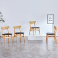 4 The Stylish And Durable Solid Wood Dining Chair, Small Curved Back, Pu Cushion, And Beautiful Shape Match Perfectly With Any Room And Everyday Use Wood Set Of 4 Or More Rubber Wood