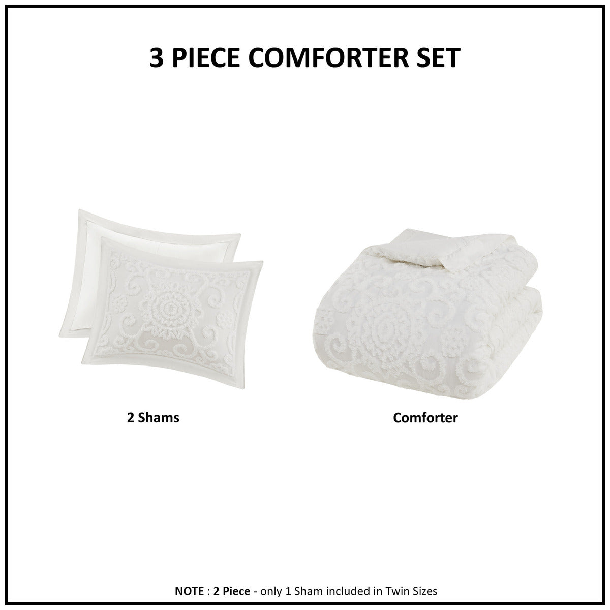 Comforter Mini Set Ivory King King Ivory Cotton