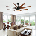 52 Inch Ceiling Fan With 6 Speed Wind 8 Dual Colors Blades Remote Control Reversible Dc Motor With Light Black Plywood