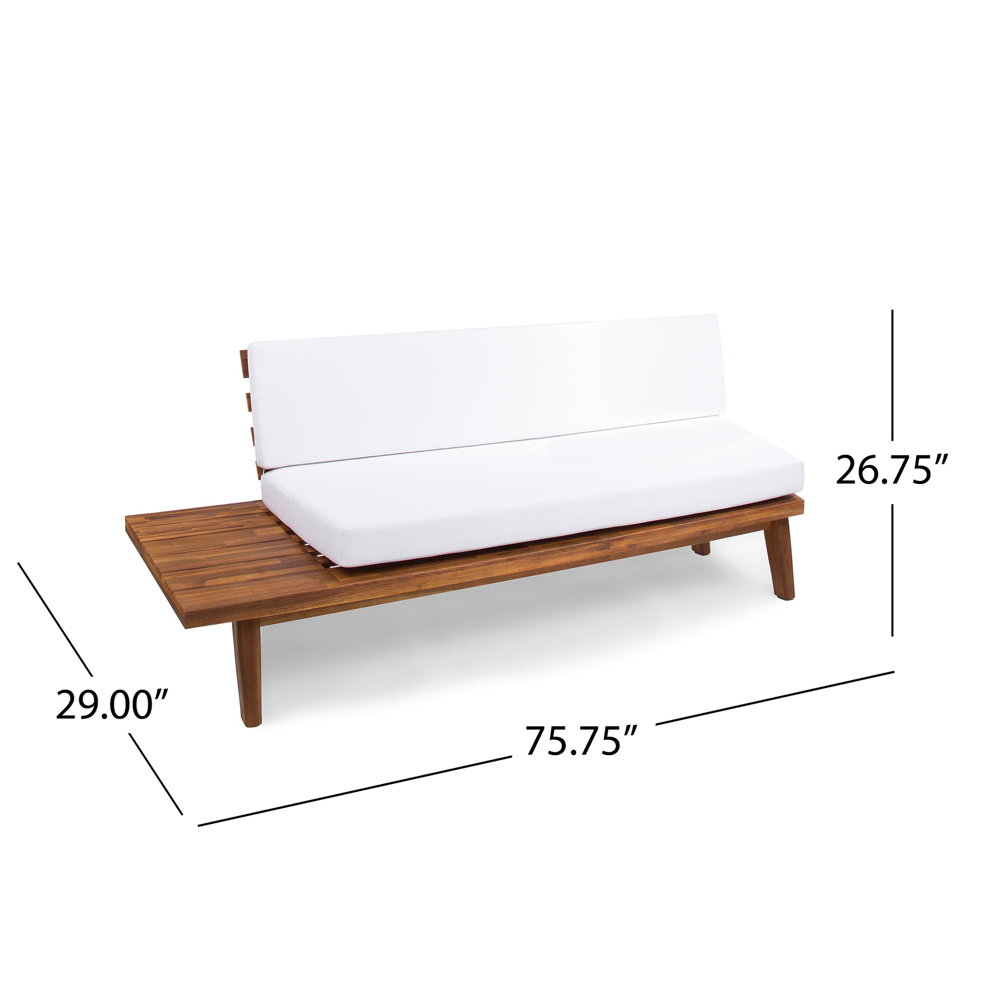 Hillcrest 2 Seater Sofa Left Side,White White Acacia Wood