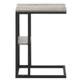 Accent Table, C Shaped, End, Side, Snack, Living Room, Bedroom, Grey Laminate, Black Metal, Contemporary, Modern Grey Particle Board