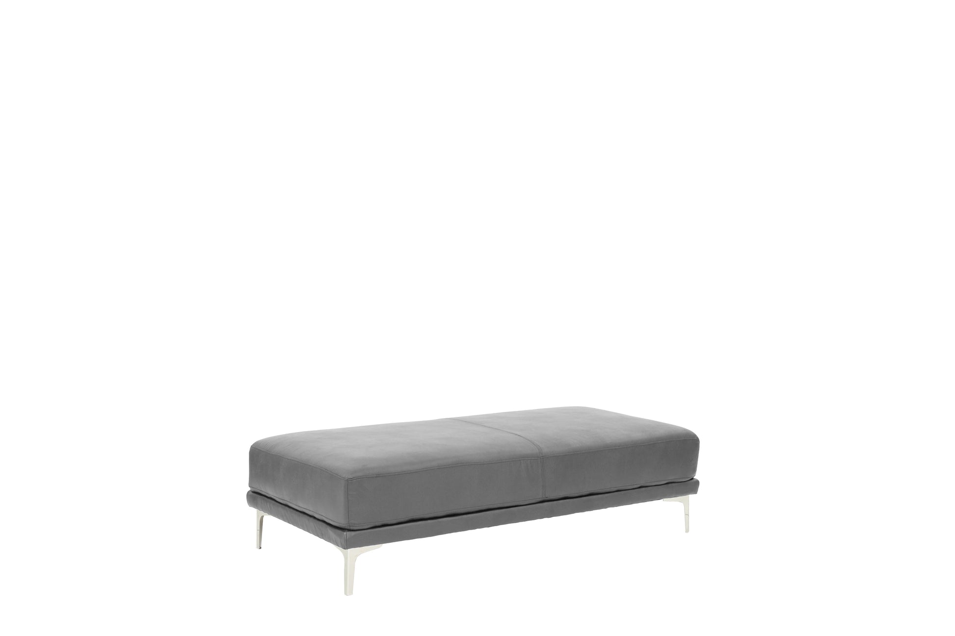 Modern Antique Gray Large Ottoman Metal Legs 1Pc Cocktail Ottoman Living Room Antique Gray Faux Leather Primary Living Space Grey Contemporary,Modern Rectangle Bonded Leather