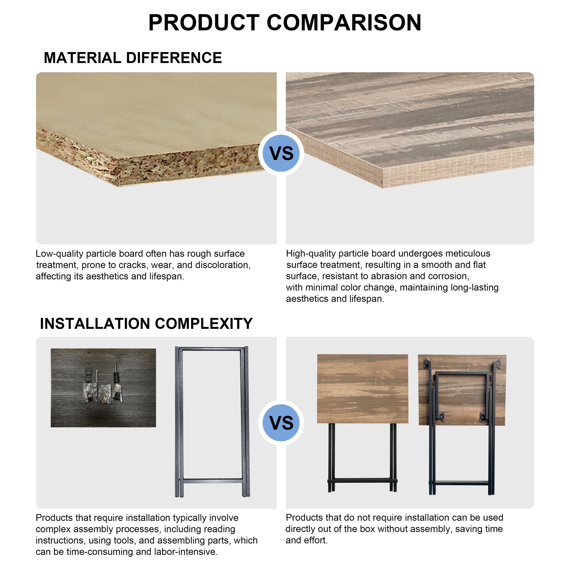 No Assembly Required Tv Trays For Eating Set Of 4 With Stand,Folding Snack Tray Table Set,Folding Tv Dining Tables For Small Space Rustic Brown Particle Board